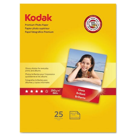 Kodak Premium Photo Paper, 8.5 mil, 8.5 x 11, Glossy White, 25PK 8689283